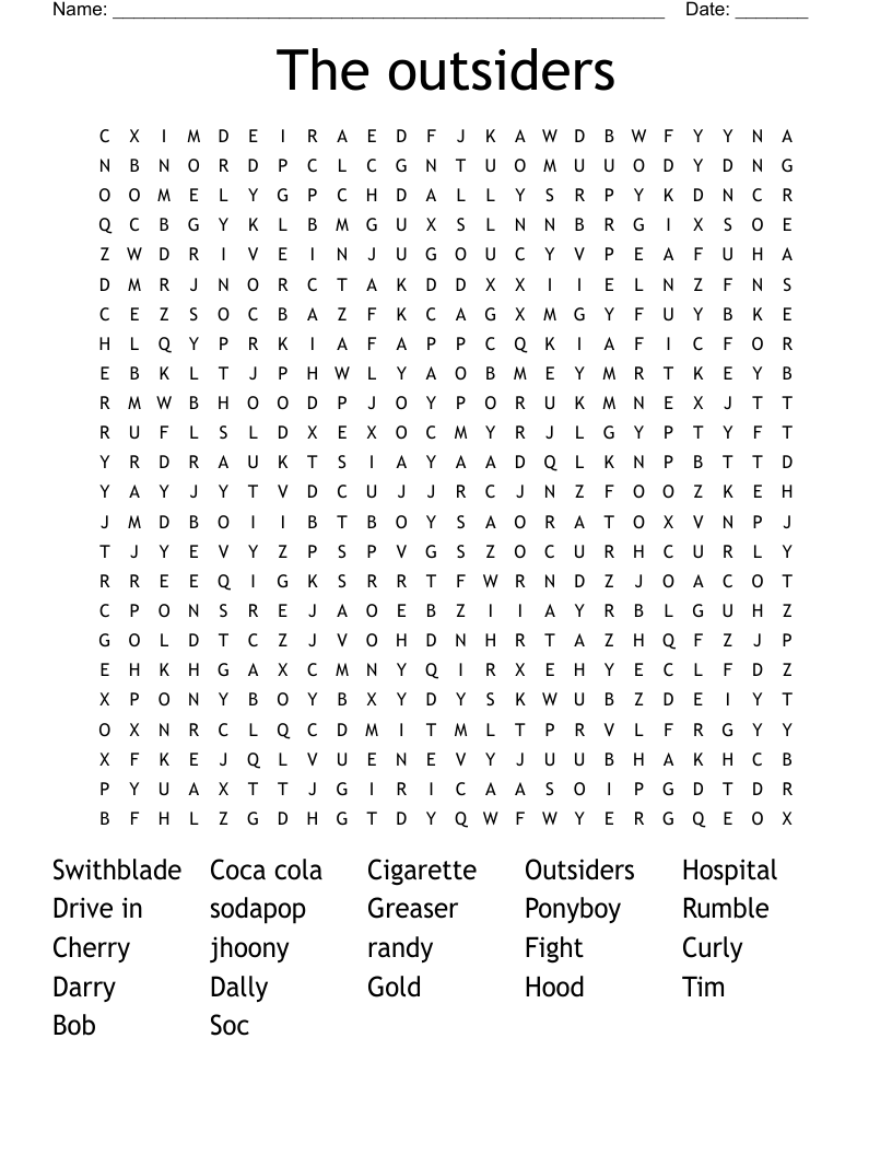 The outsiders Word Search