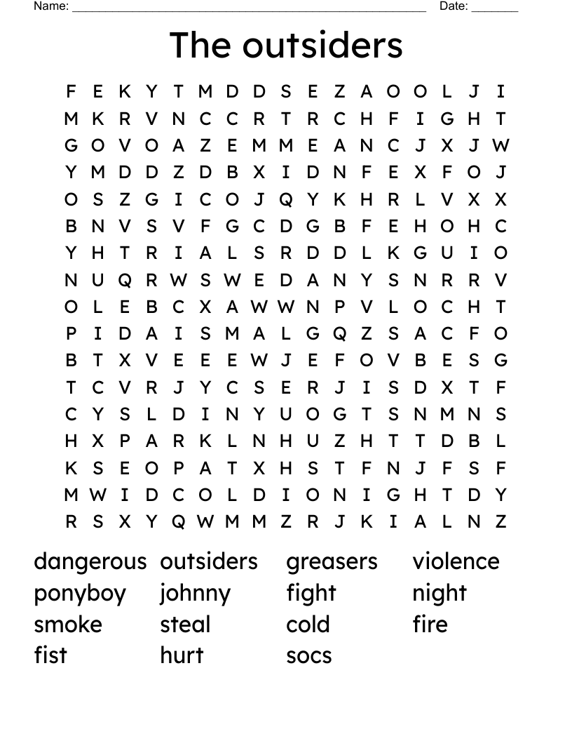 The outsiders Word Search