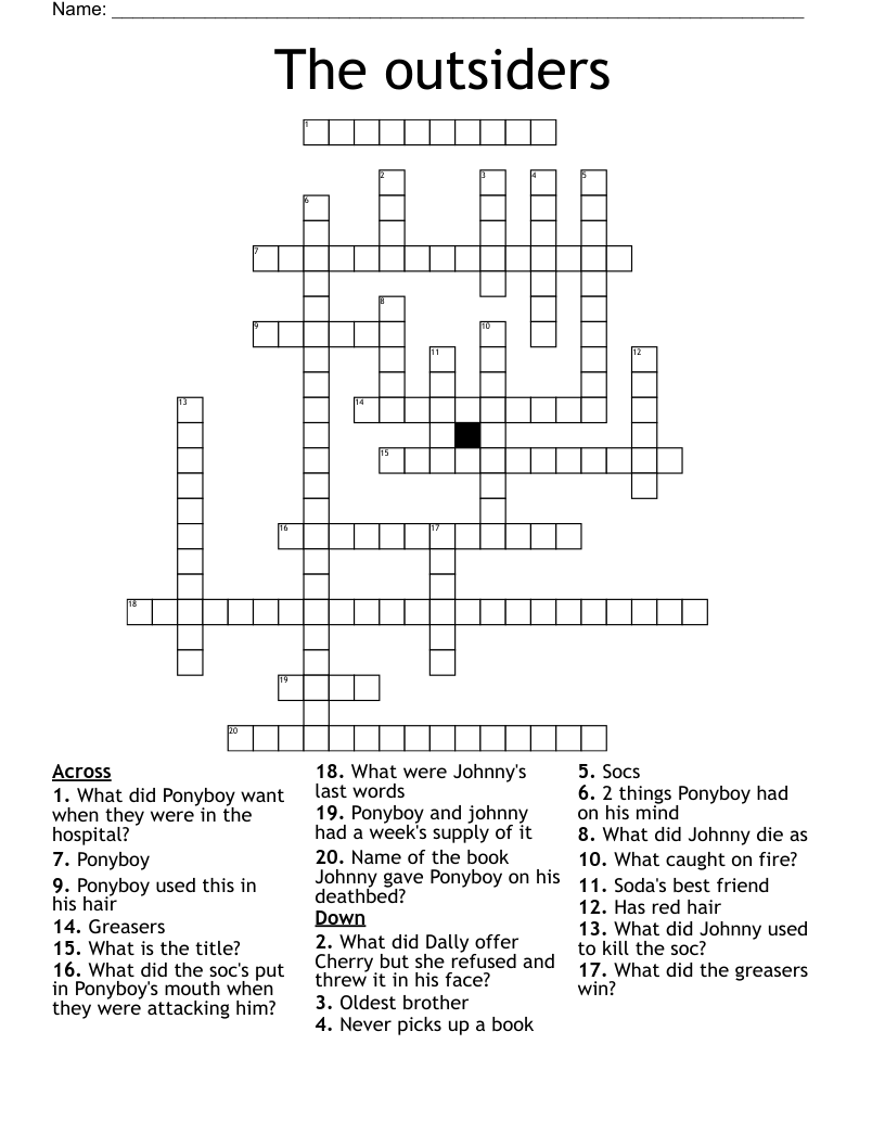 The outsiders Crossword