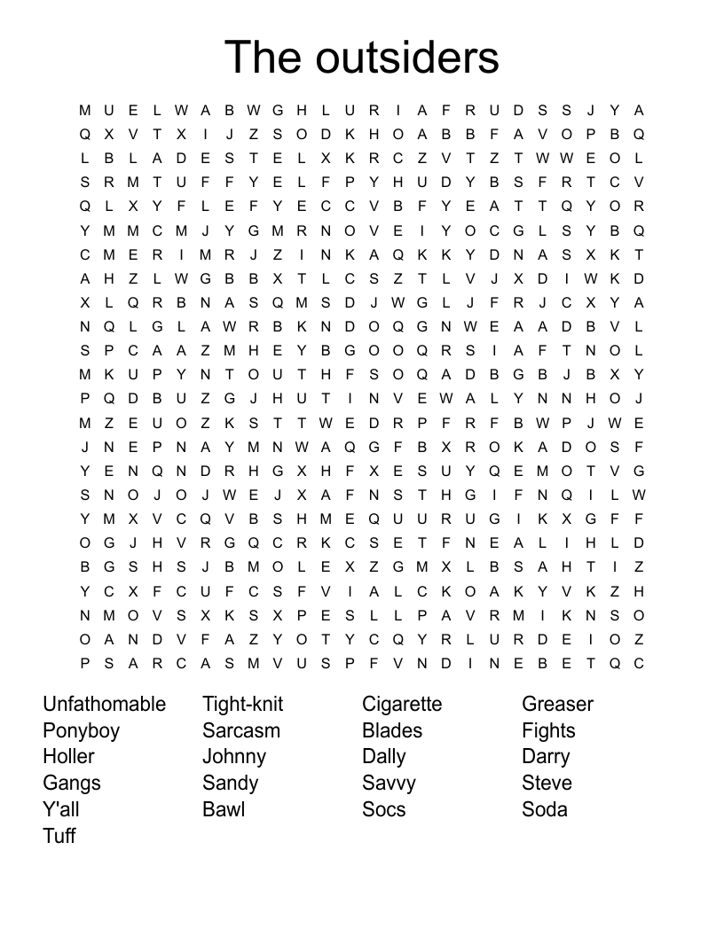 The outsiders Word Search