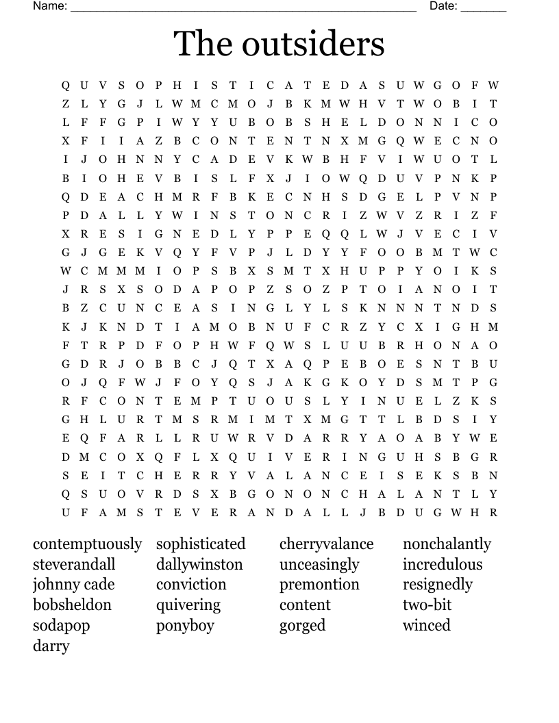 The outsiders Word Search