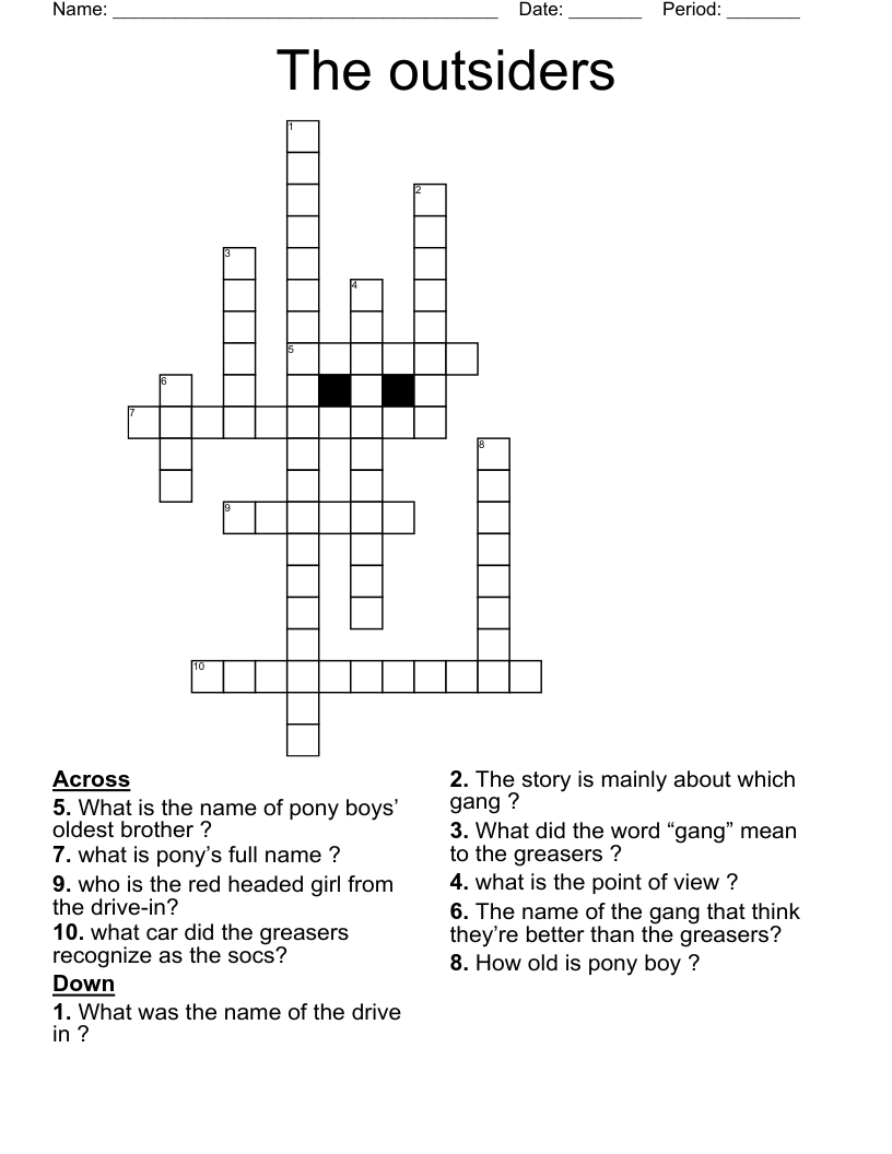 The outsiders Crossword