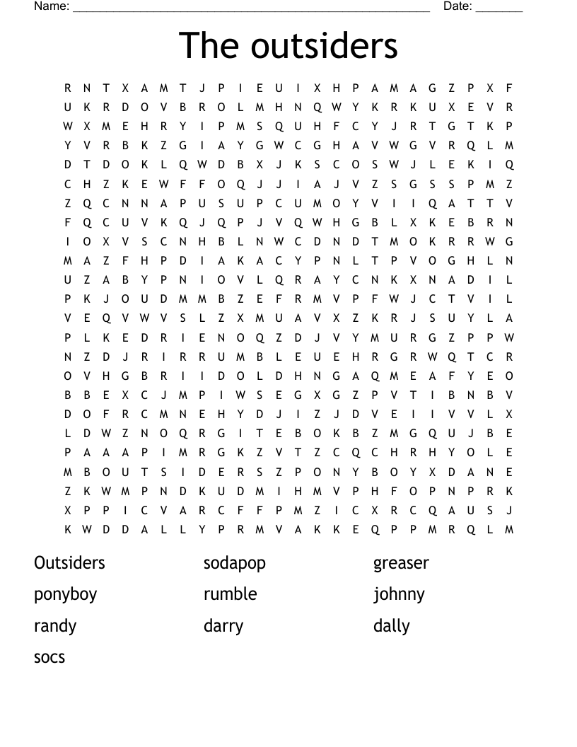 The outsiders Word Search