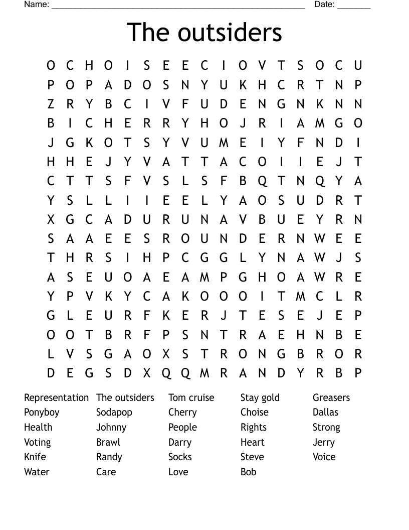 The outsiders Word Search