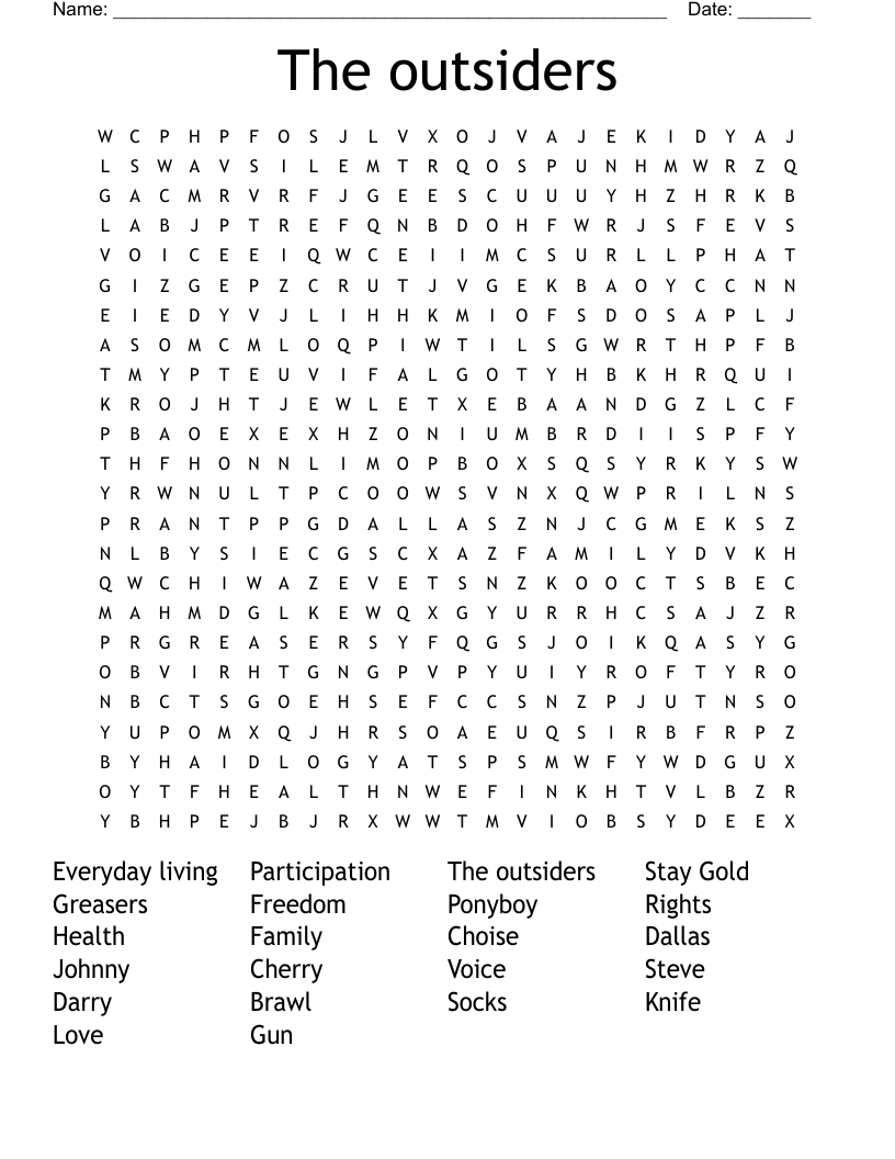 The outsiders Word Search