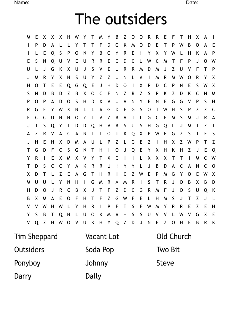 The outsiders Word Search