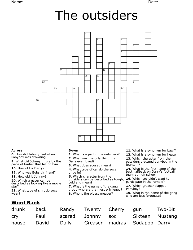The outsiders  Crossword