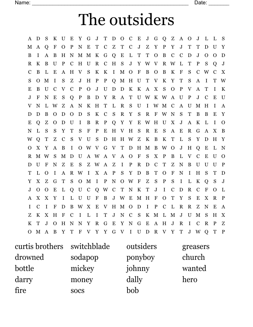 The outsiders  Word Search