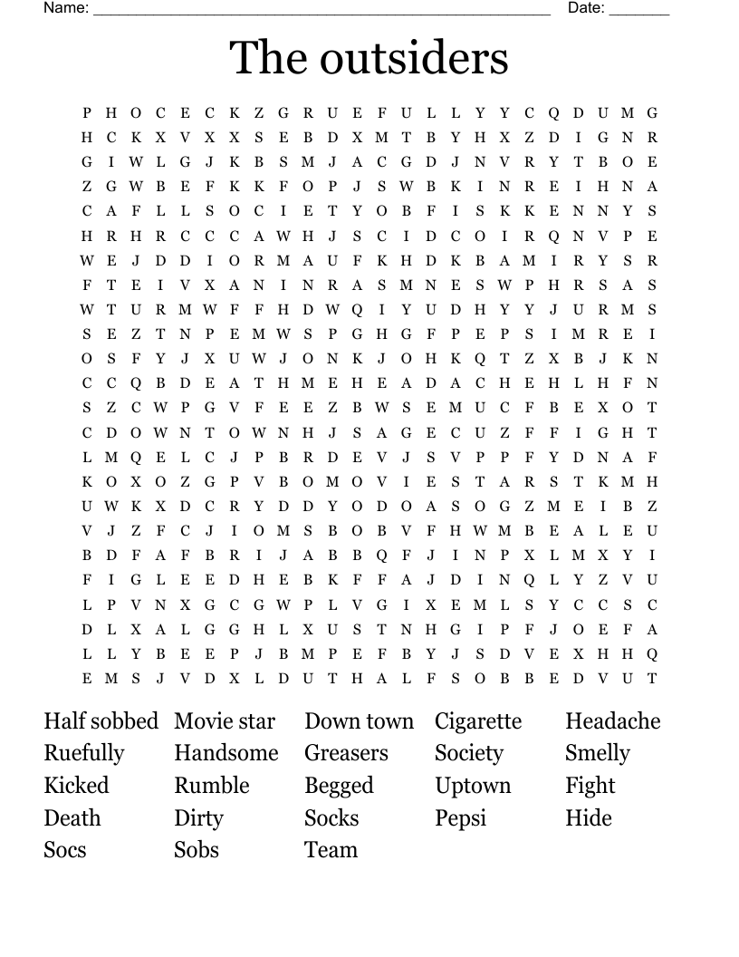 The outsiders  Word Search