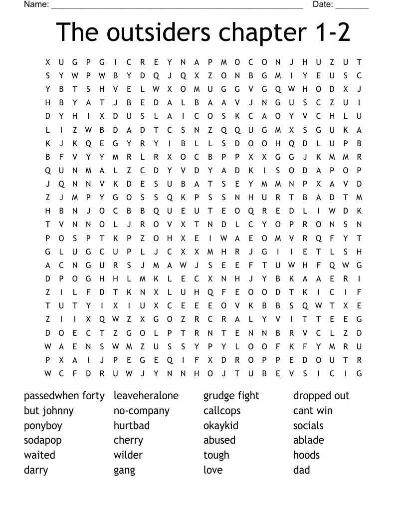 The outsiders chapter 1-2 Word Search