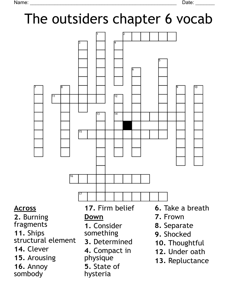 The outsiders chapter 6 vocab Crossword