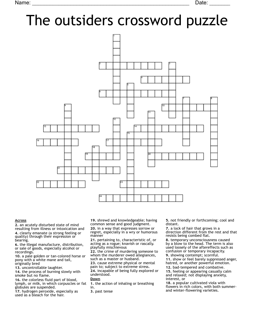 The outsiders crossword puzzle