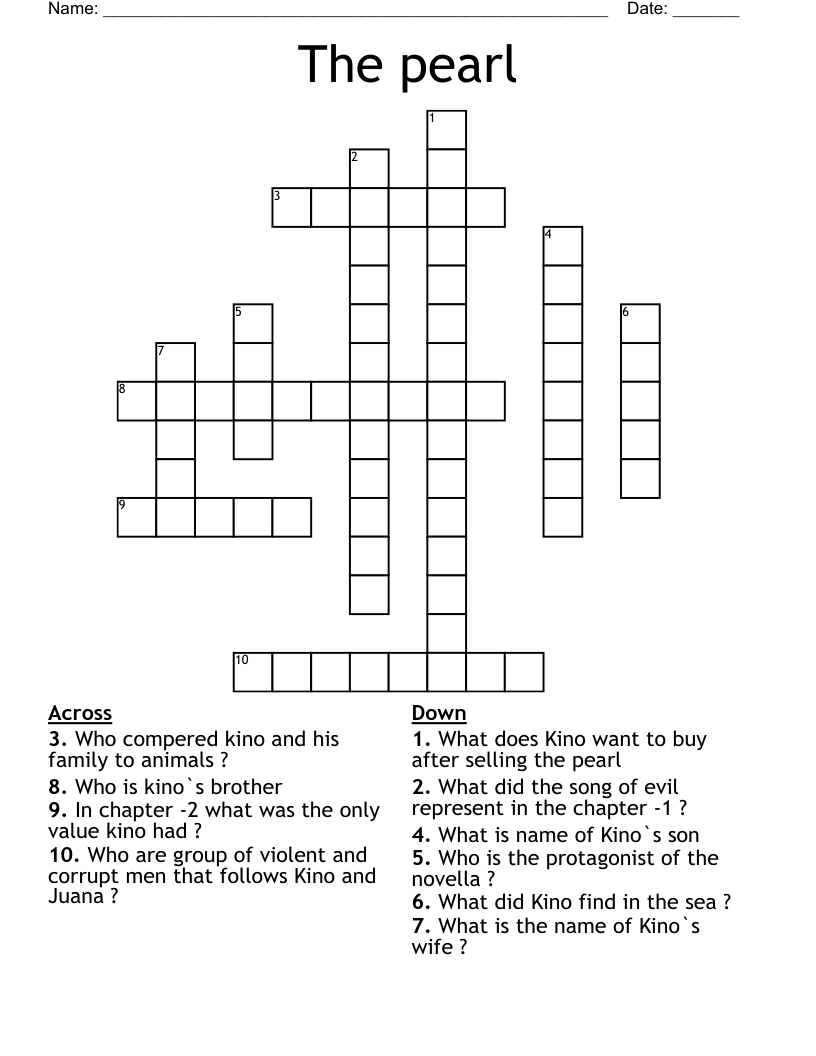 The pearl Crossword