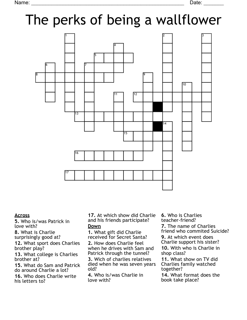 The perks of being a wallflower Crossword
