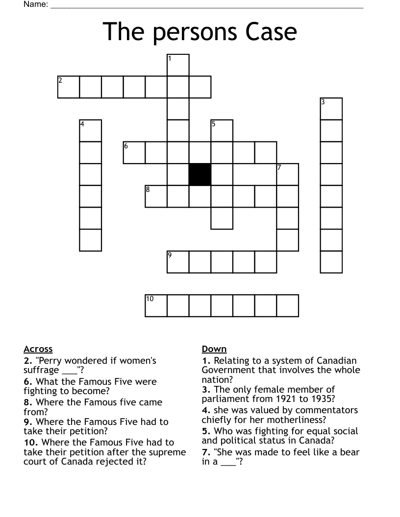 The persons Case Crossword