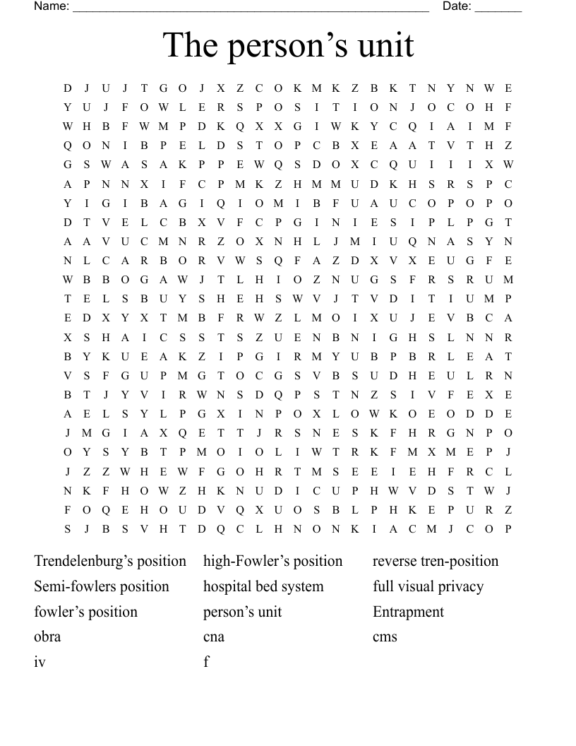 The person’s unit Word Search