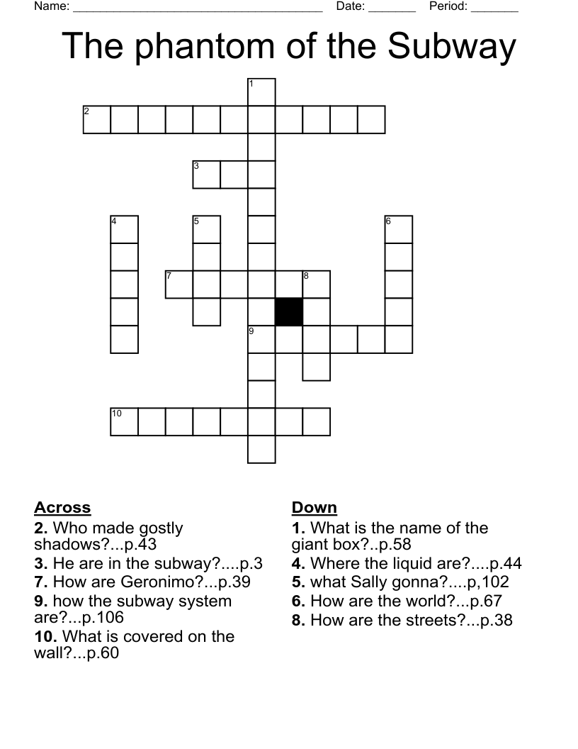 The phantom of the Subway Crossword