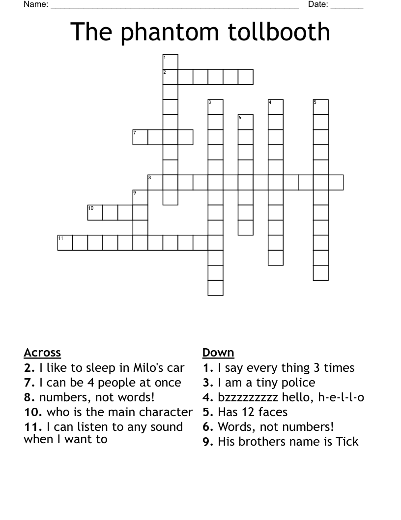 The phantom tollbooth Crossword