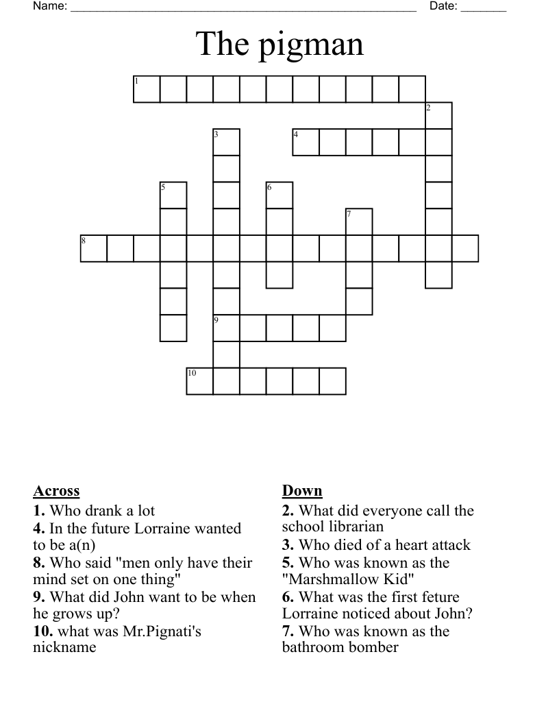 The pigman Crossword