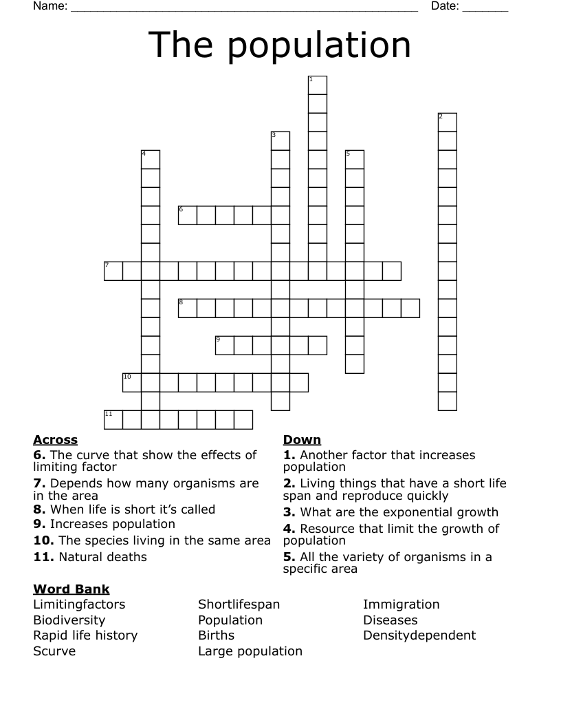 The population  Crossword