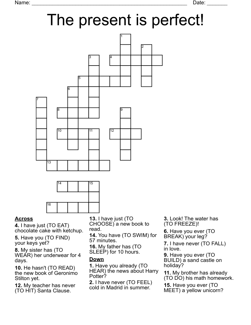 The present is perfect! Crossword