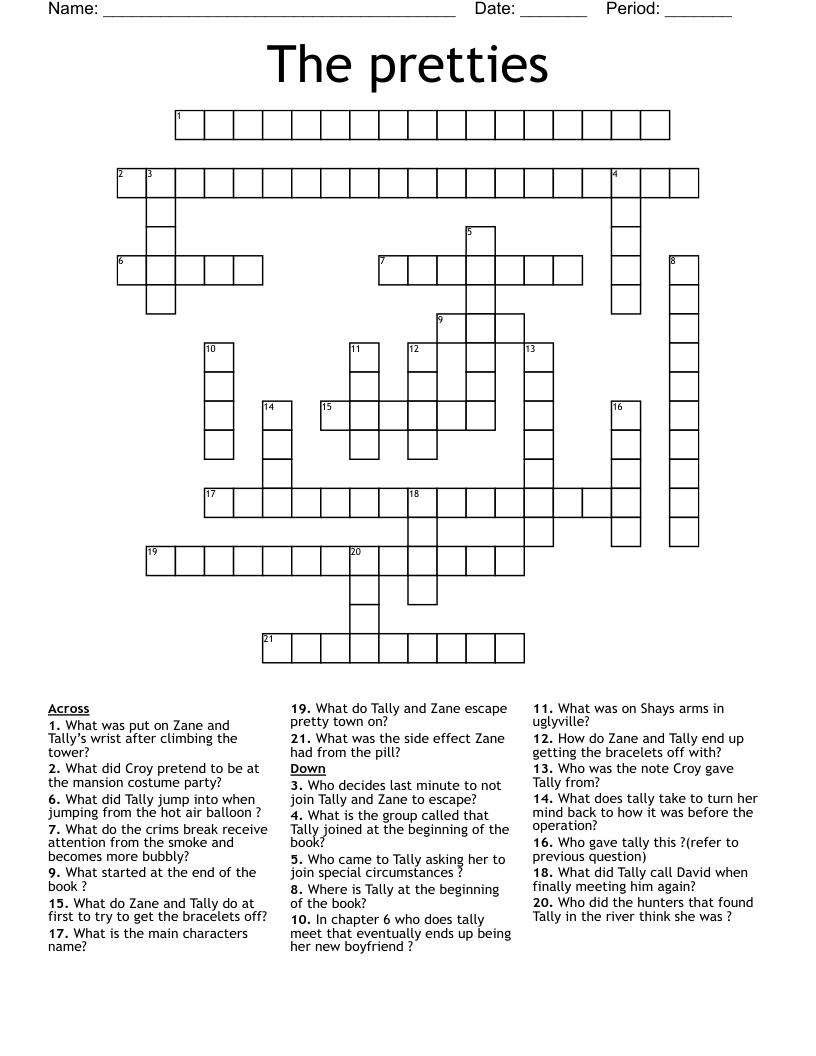 The pretties Crossword