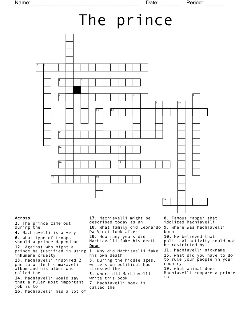 The prince Crossword