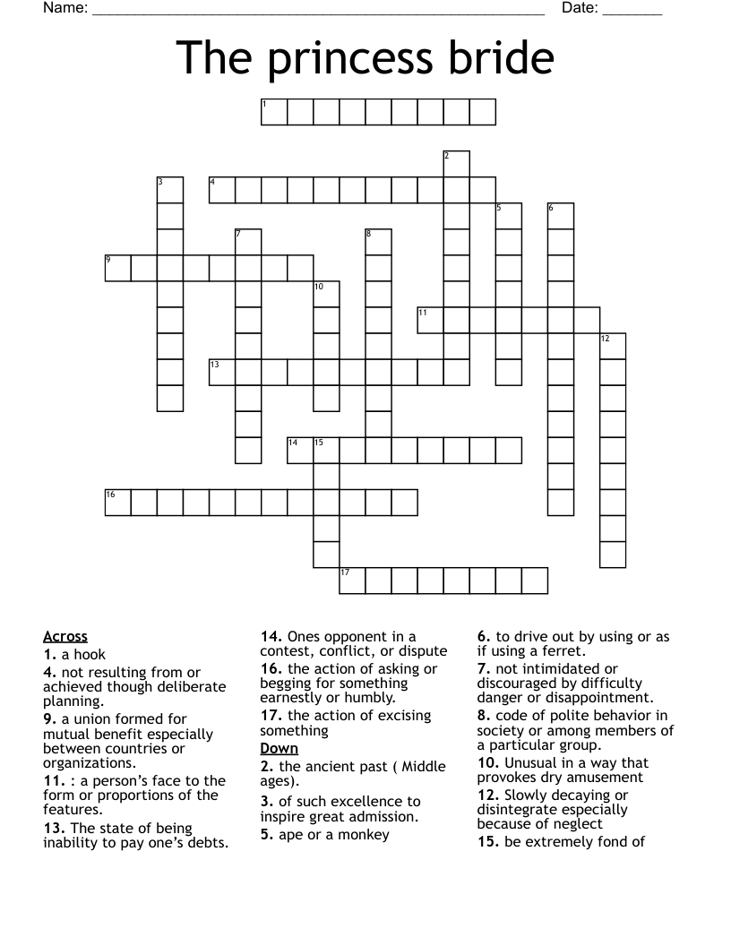 The princess bride Crossword