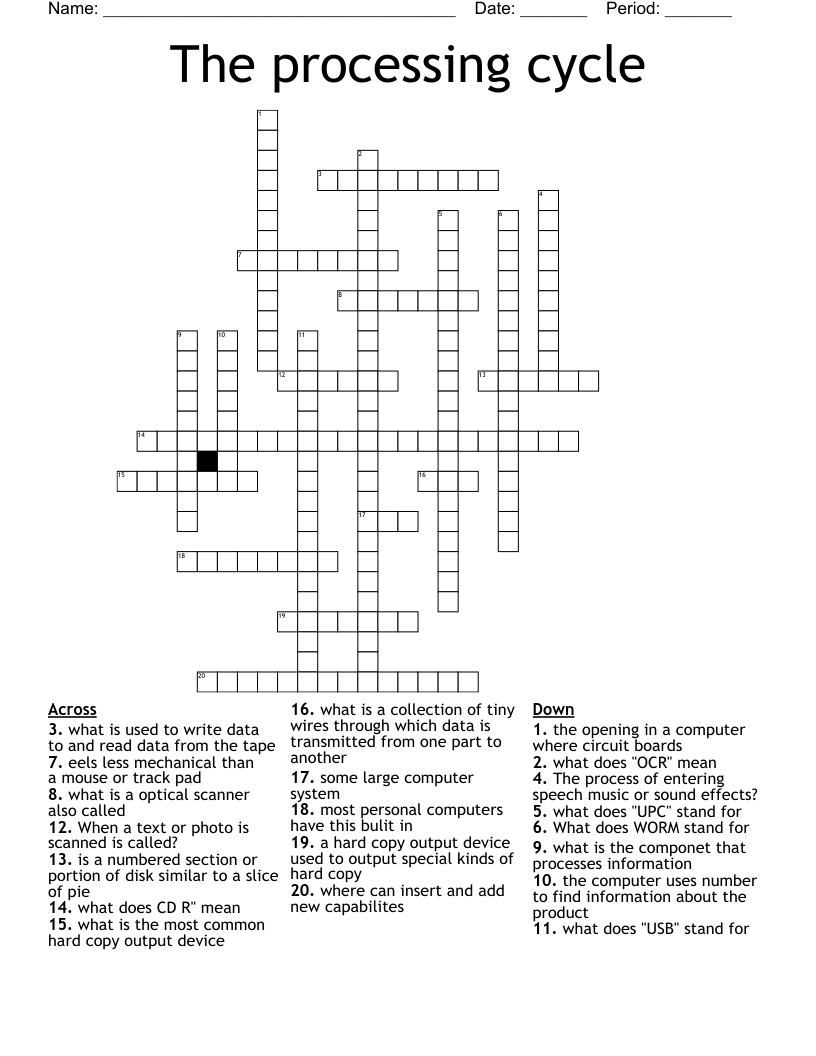 The processing cycle Crossword