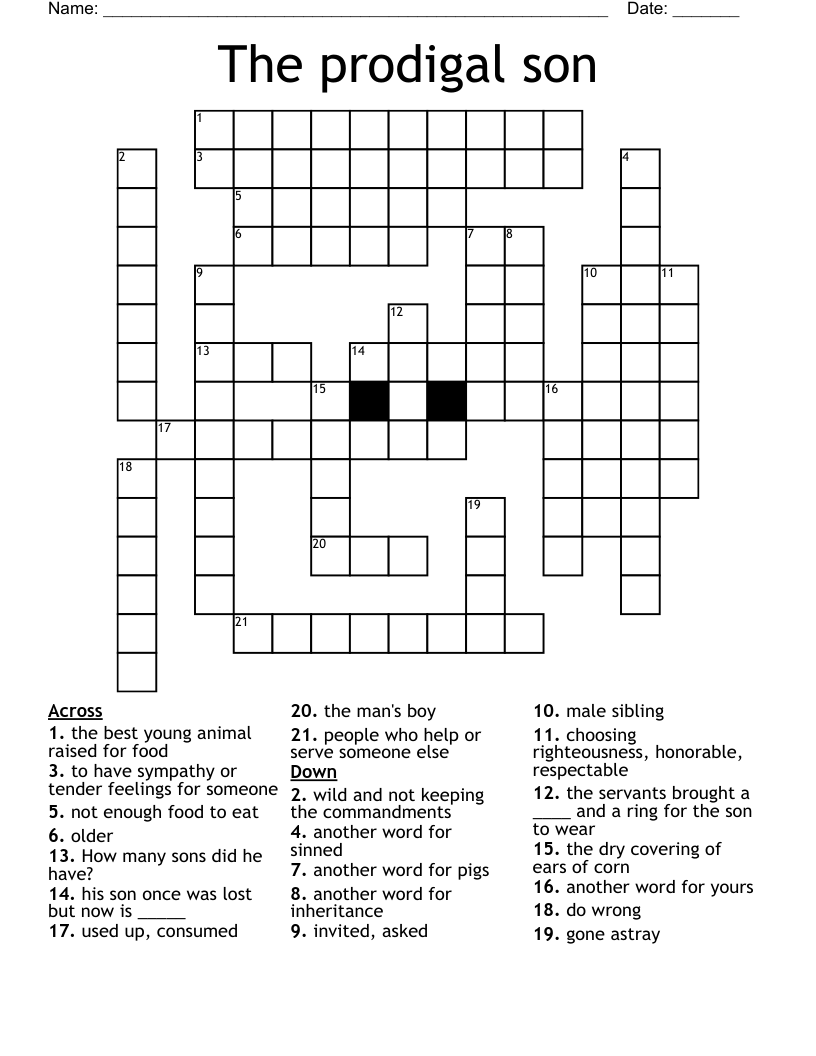 The prodigal son Crossword