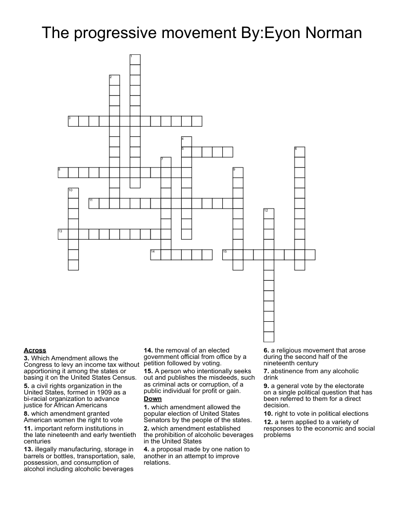 The progressive movement By:Eyon Norman Crossword