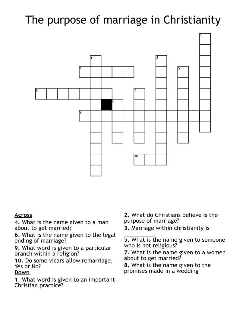 The purpose of marriage in Christianity Crossword