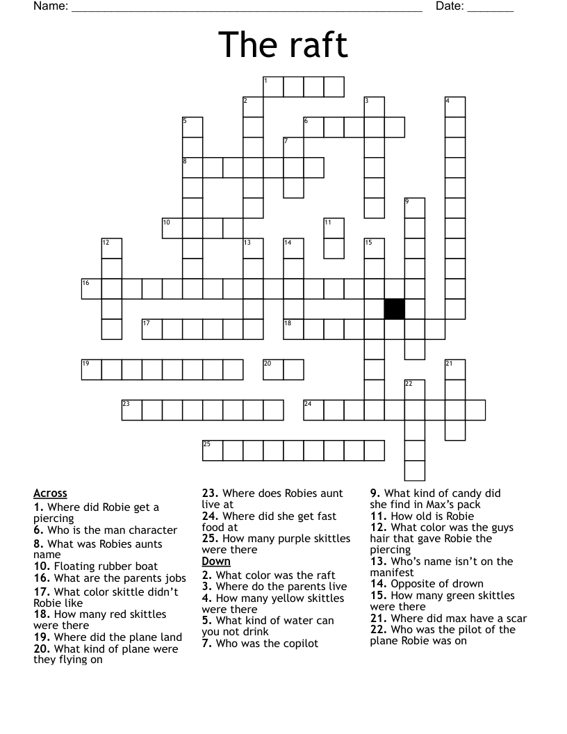 The raft Crossword