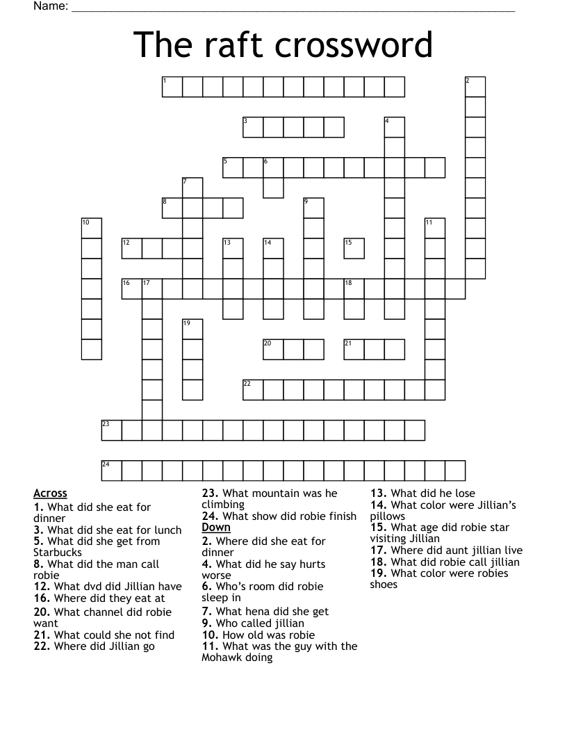 The raft crossword