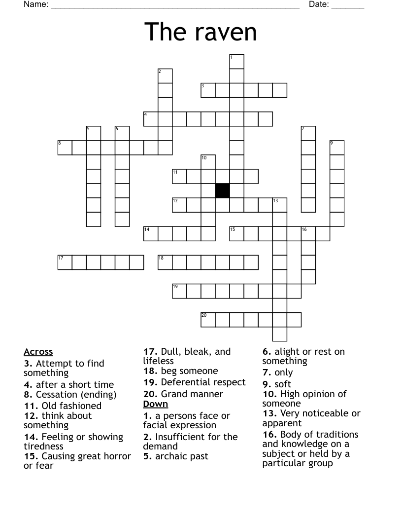 The raven  Crossword