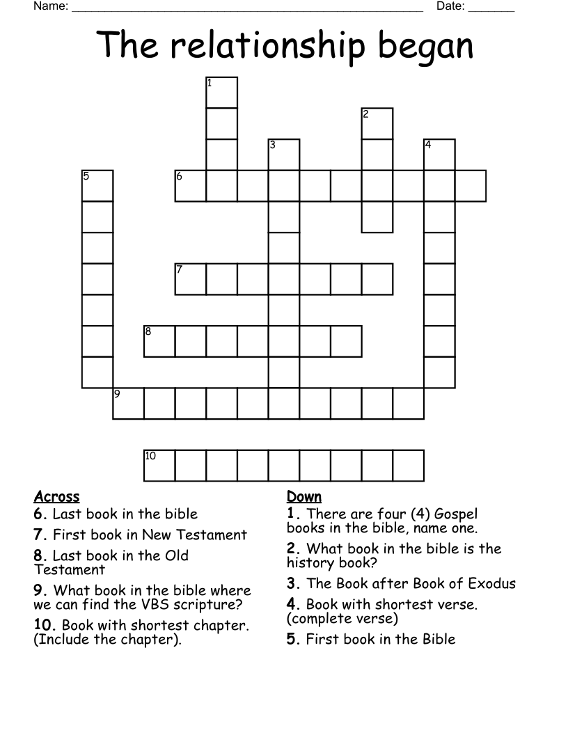 The relationship began Crossword