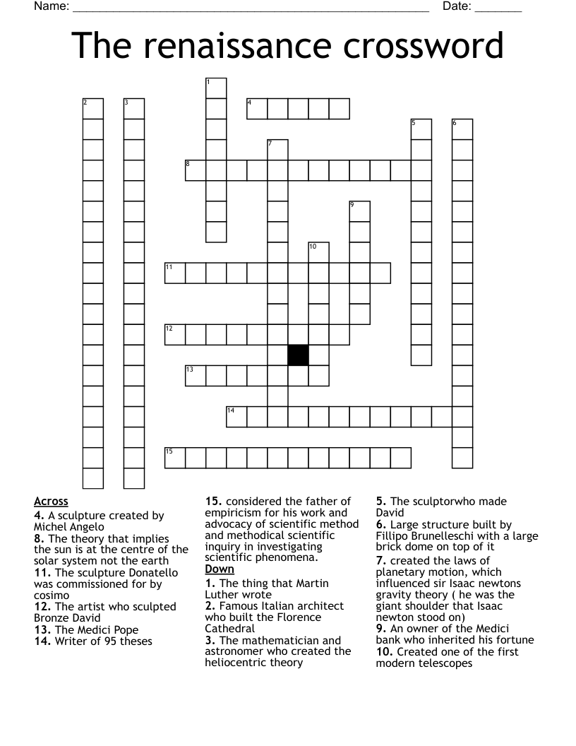 The renaissance crossword