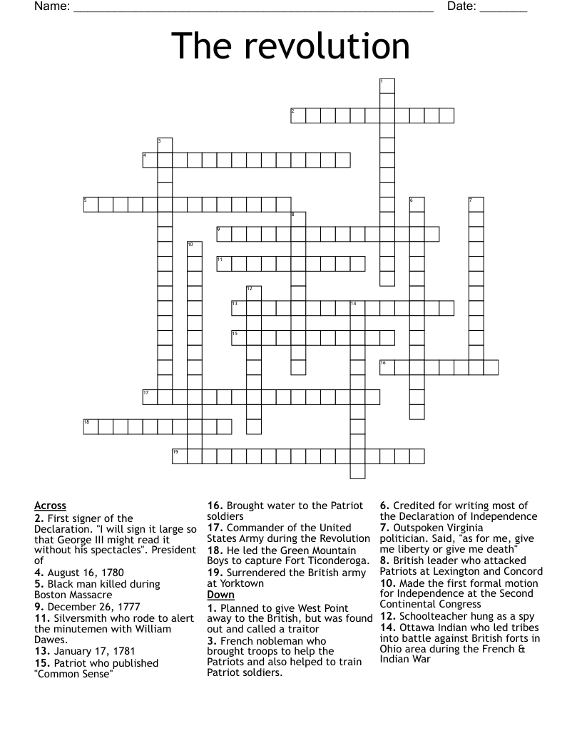 The revolution Crossword