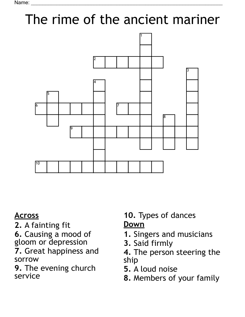 The rime of the ancient mariner Crossword