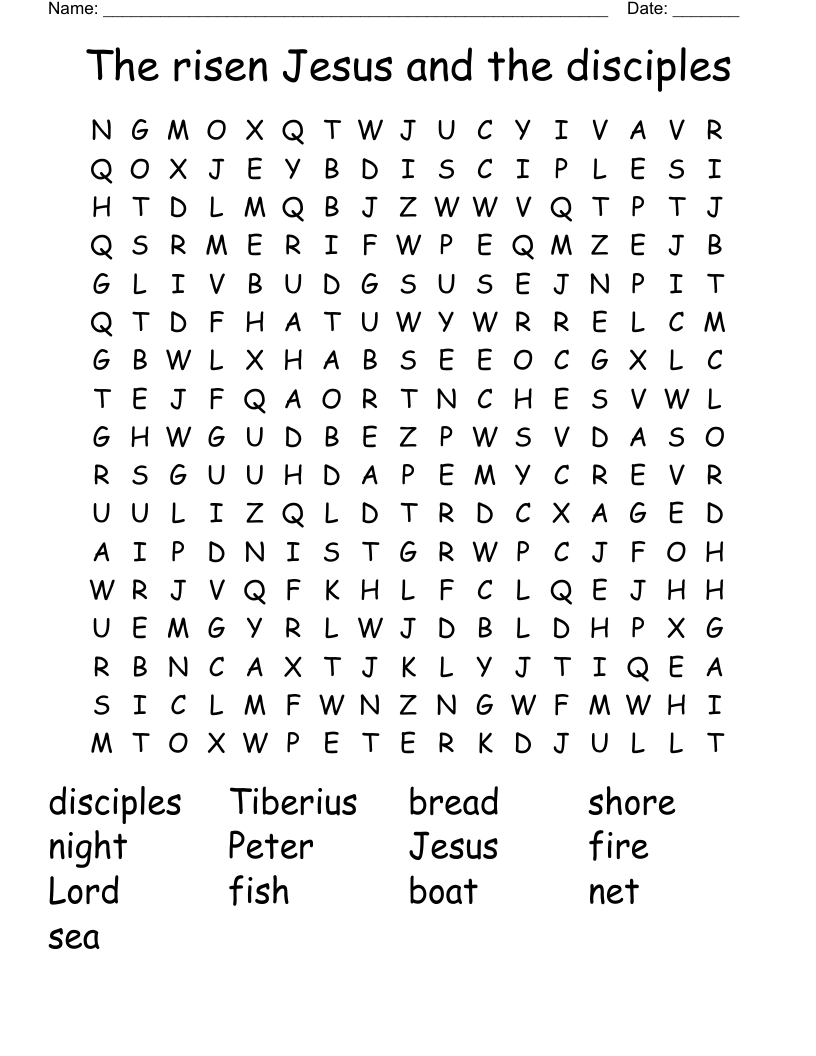 The risen Jesus and the disciples Word Search