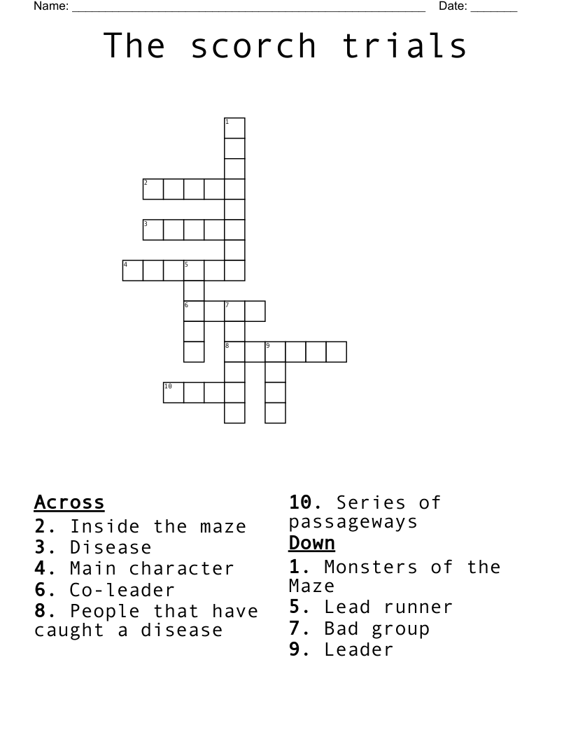 The scorch trials Crossword