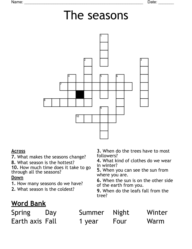 The seasons  Crossword