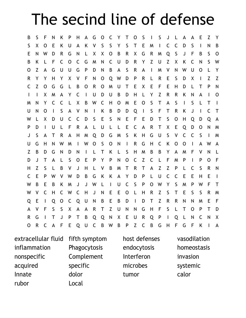 The secind line of defense Word Search