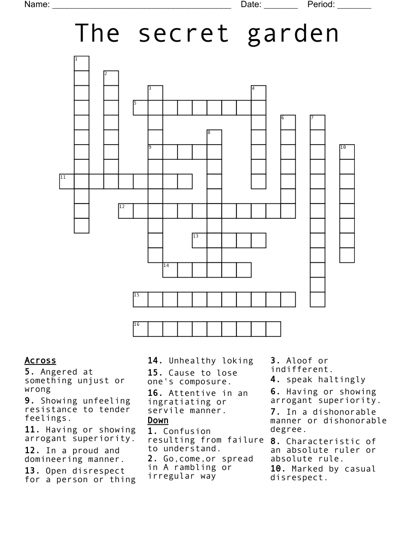 The secret garden Crossword