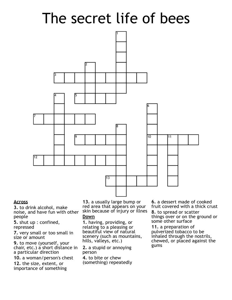 The secret life of bees Crossword