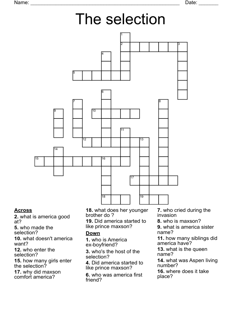 The selection Crossword