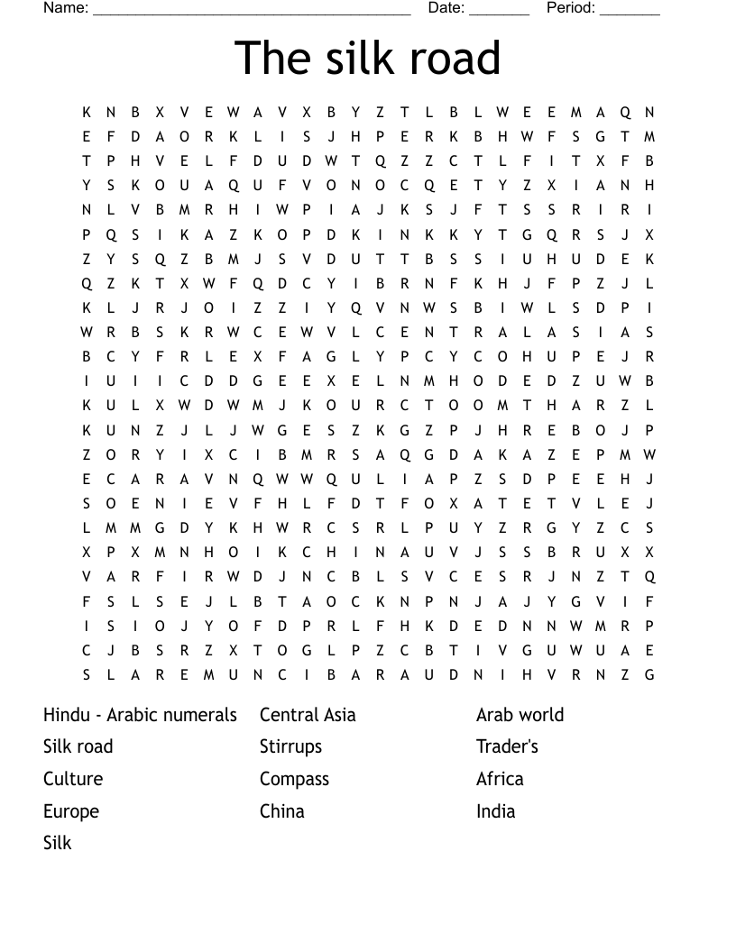 The silk road  Word Search