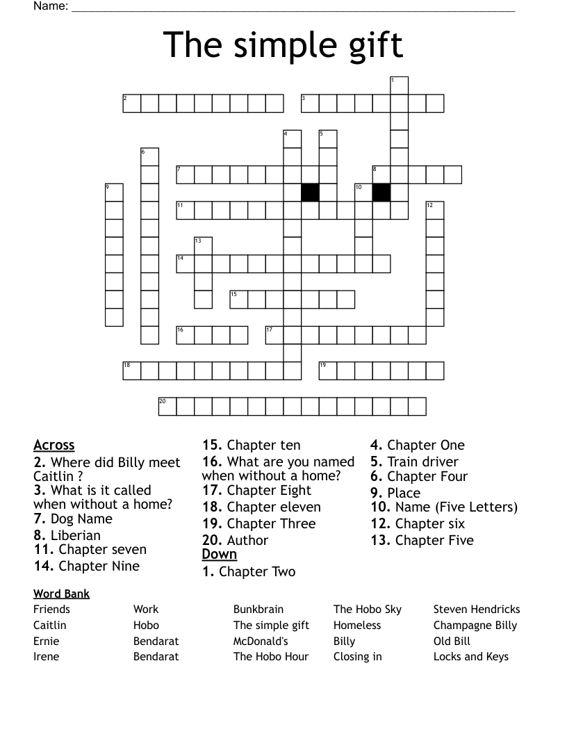 The simple gift Crossword