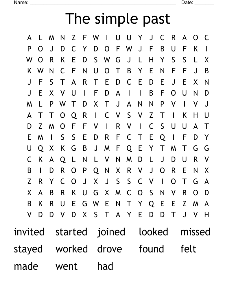 The simple past Word Search