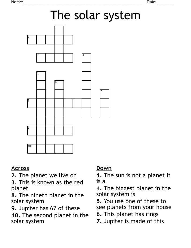 The solar system Crossword